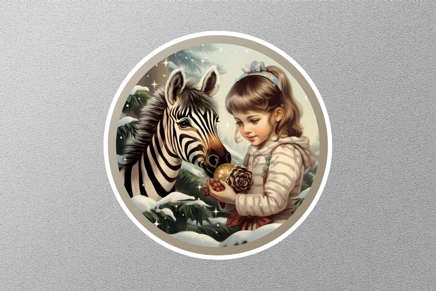 Wholesale Cute Kid With Zebra Winter Holiday Sticker