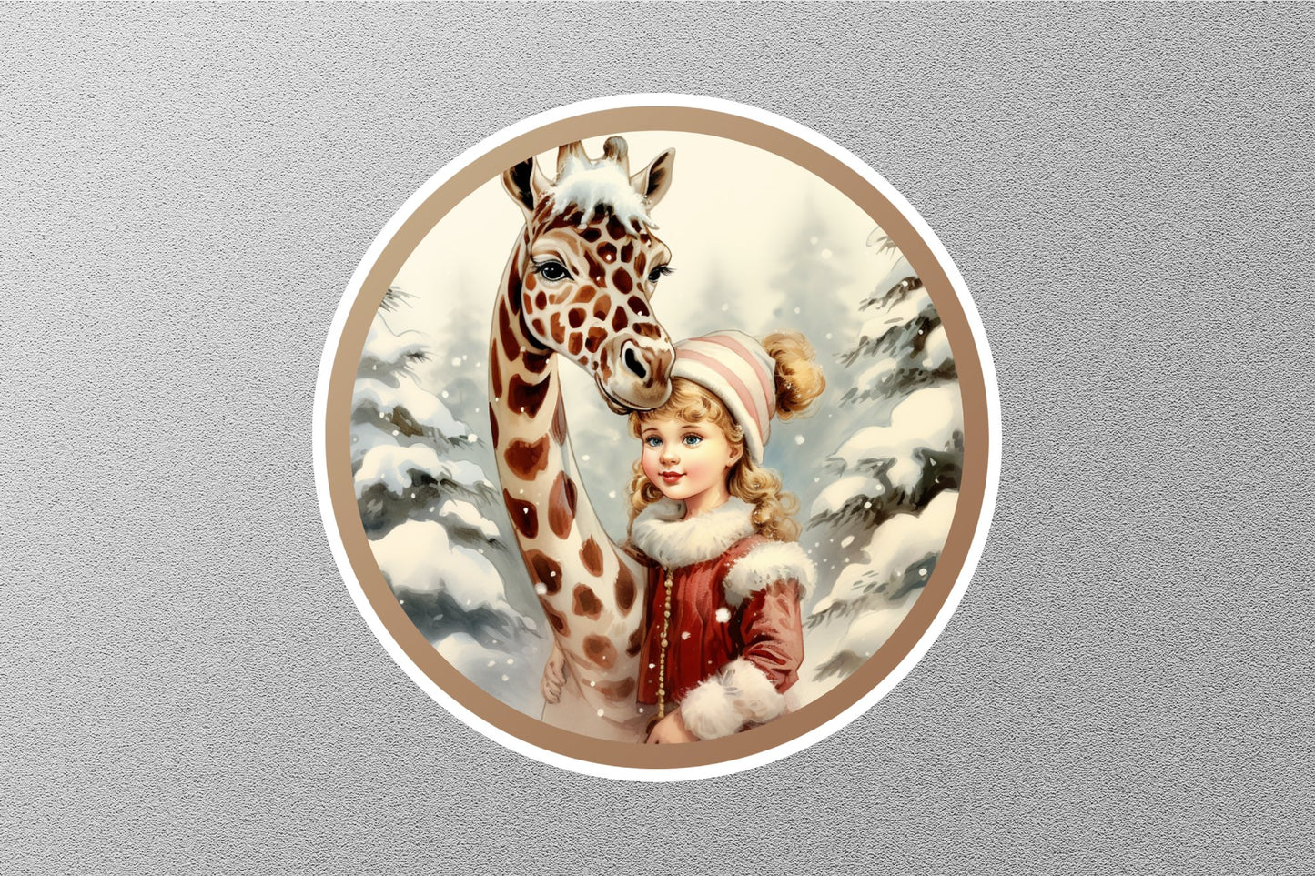 Wholesale Cute Kid With Jerrafe Winter Holiday Sticker