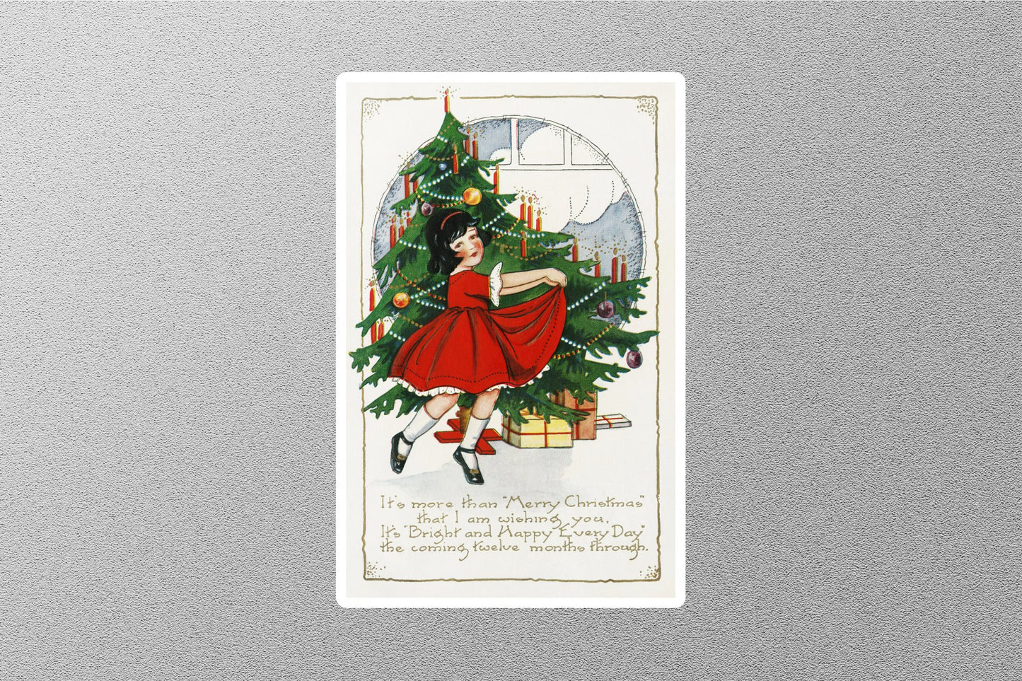 Wholesale Vintage Girl Child Dances Christmas Sticker