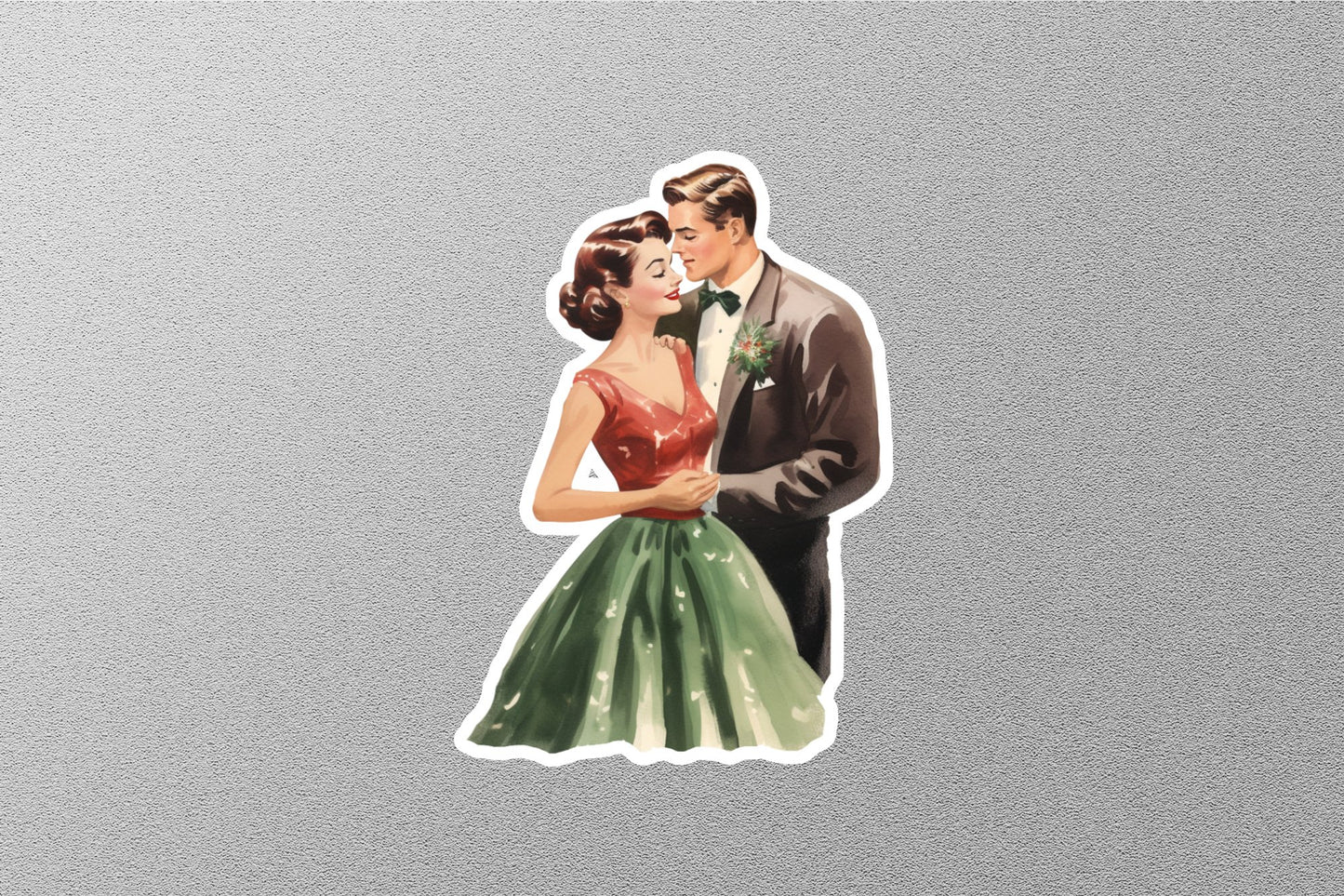 Wholesale Vintage Couples In One Frame Christmas Sticker