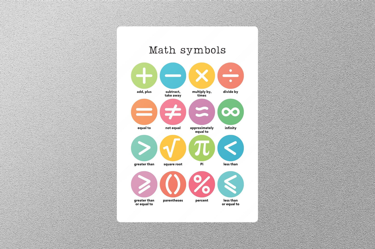 Wholesale Maths Symbols Education Sticker