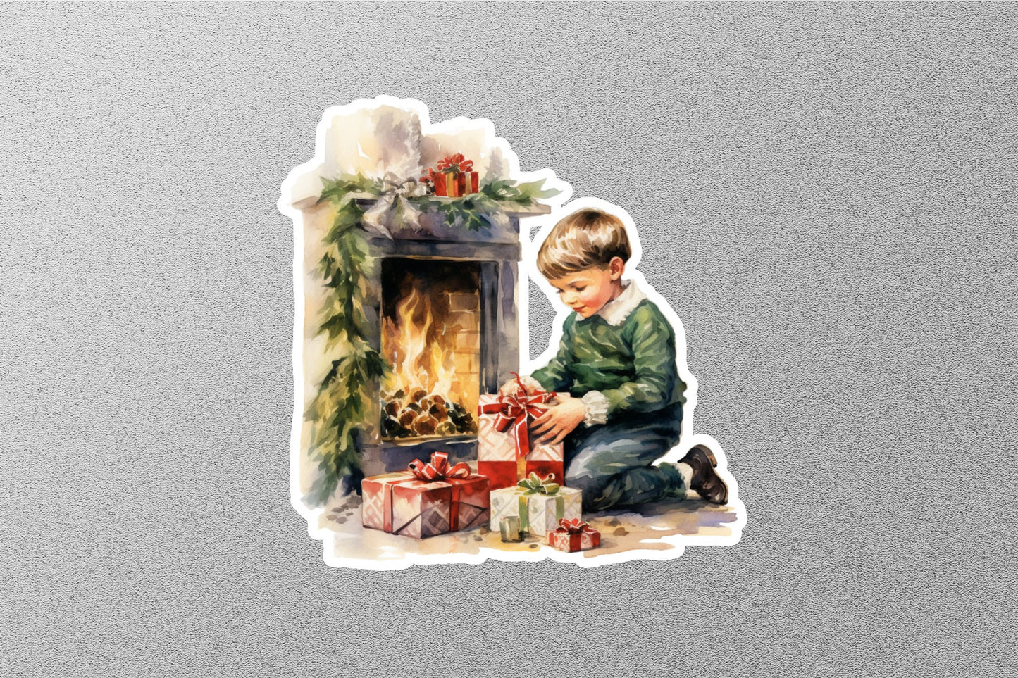 Wholesale Vintage Boy With Gift Christmas Sticker