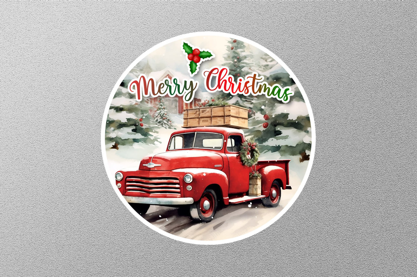 Wholesale Red Truck Merry Christmas Sticker