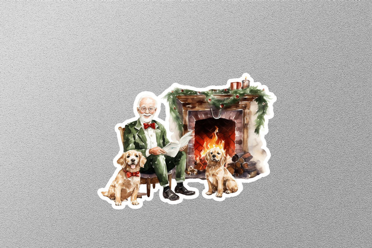Wholesale Vintage Old Man With Dog Christmas Sticker