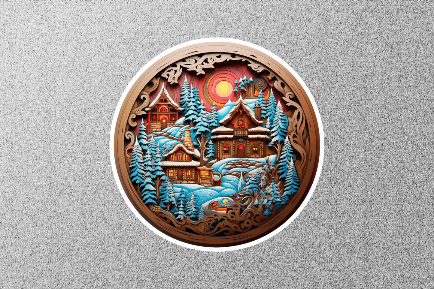 Wholesale Houses With Full Fill Of Snow Winter Holiday Sticker