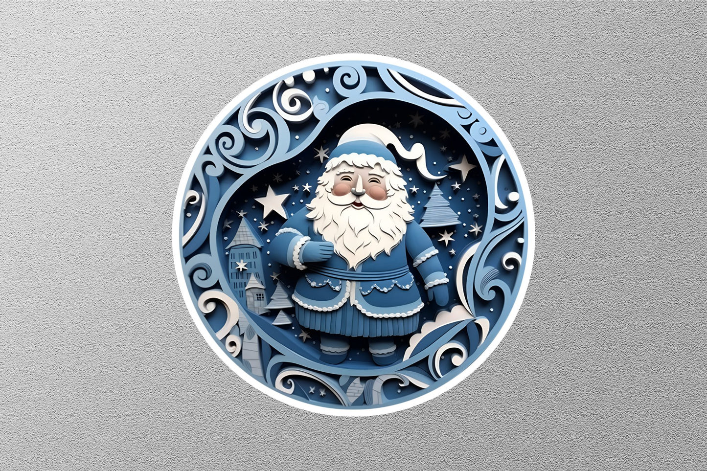 Wholesale Cheerful Santa in a Blue Christmas Sticker
