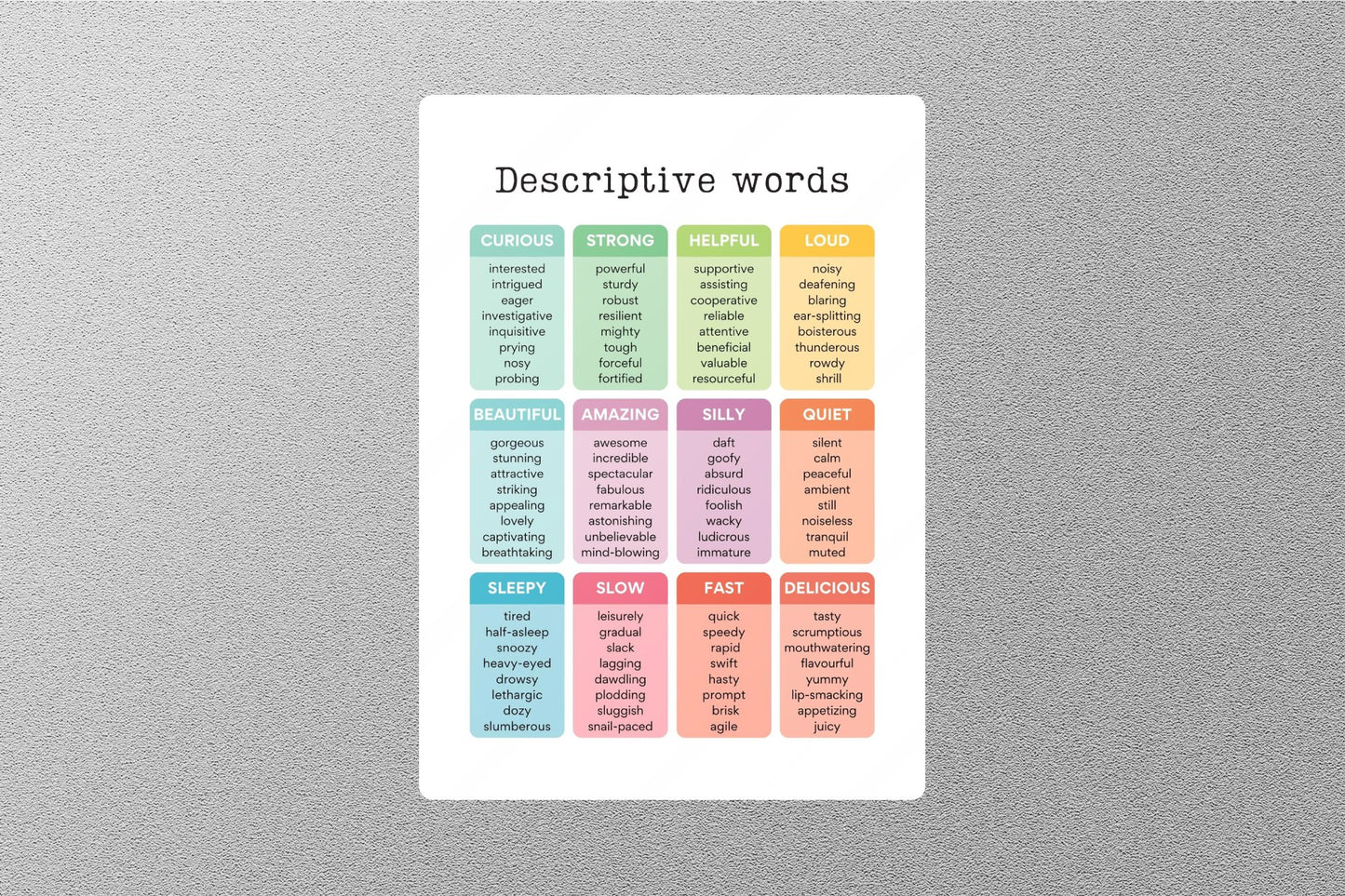 Wholesale Descriptive Words Education Sticker
