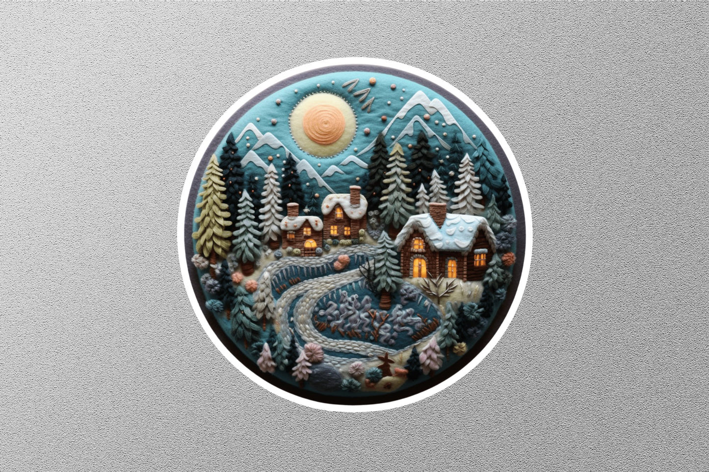 Wholesale Full Fill With Snow Houses Winter Holiday Sticker