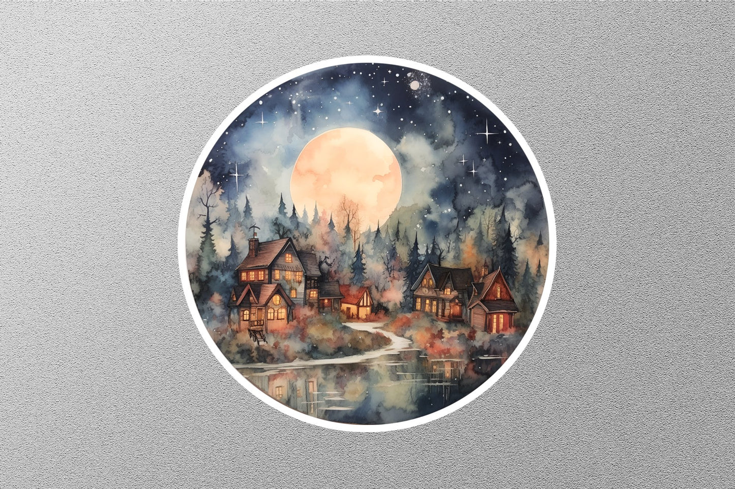 Wholesale Harvest Moon Painting Autumn Christmas Sticker