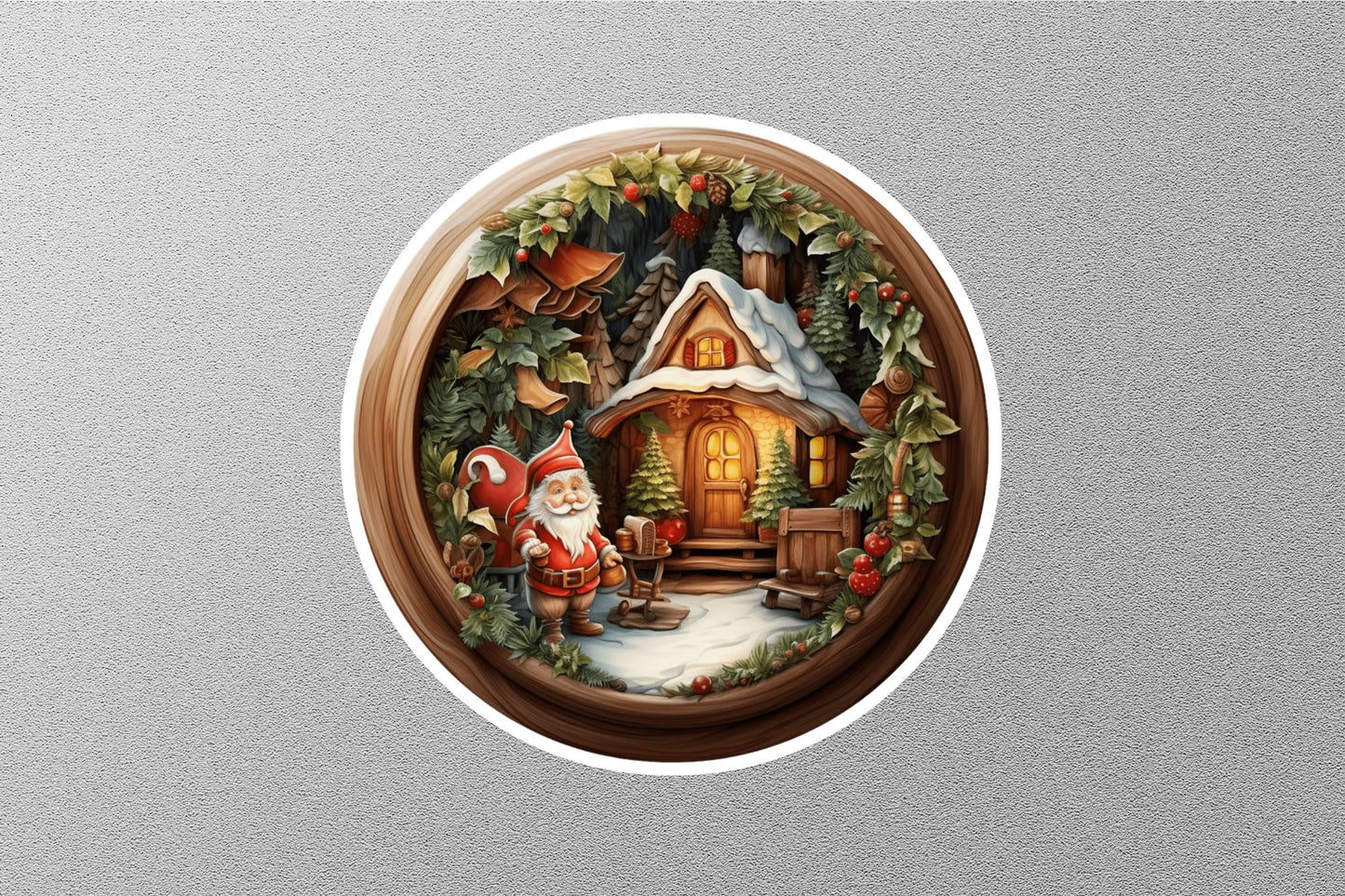 Wholesale Santa With Snowy House Winter Holiday Sticker