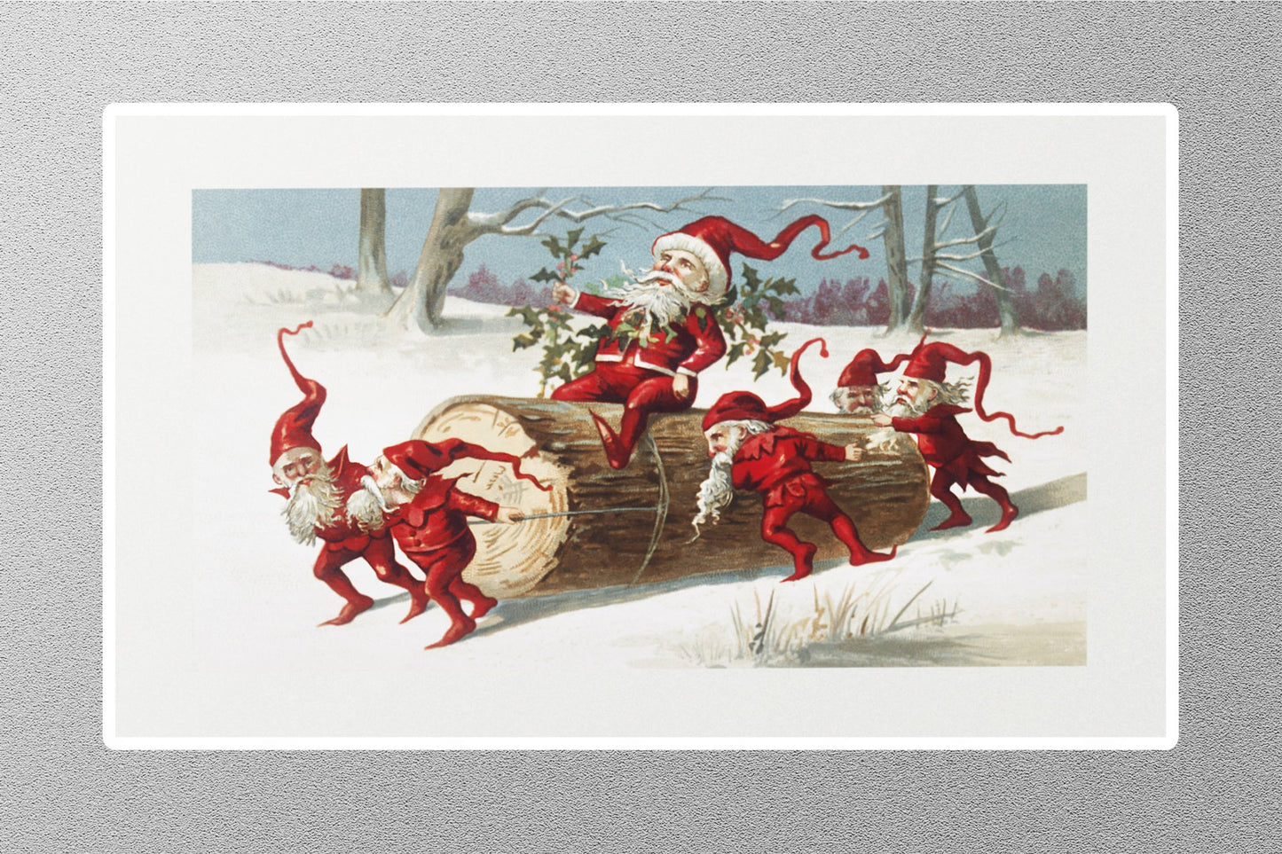 Wholesale Vintage Santa Elves Sweeping Miriam Christmas Sticker