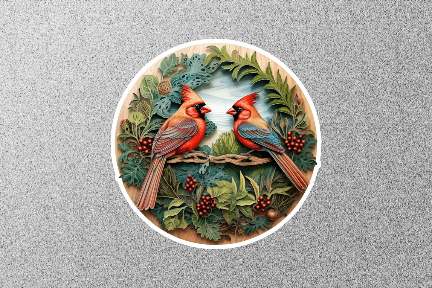 Wholesale Two Cardinals Winter Holiday Sticker