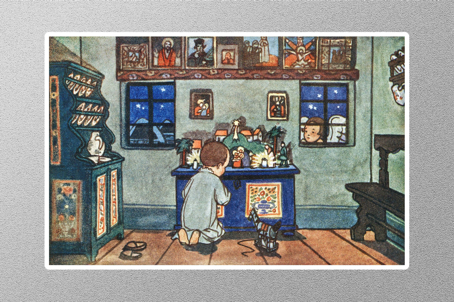 Wholesale Vintage Zdenek Guth Boy Christmas Sticker