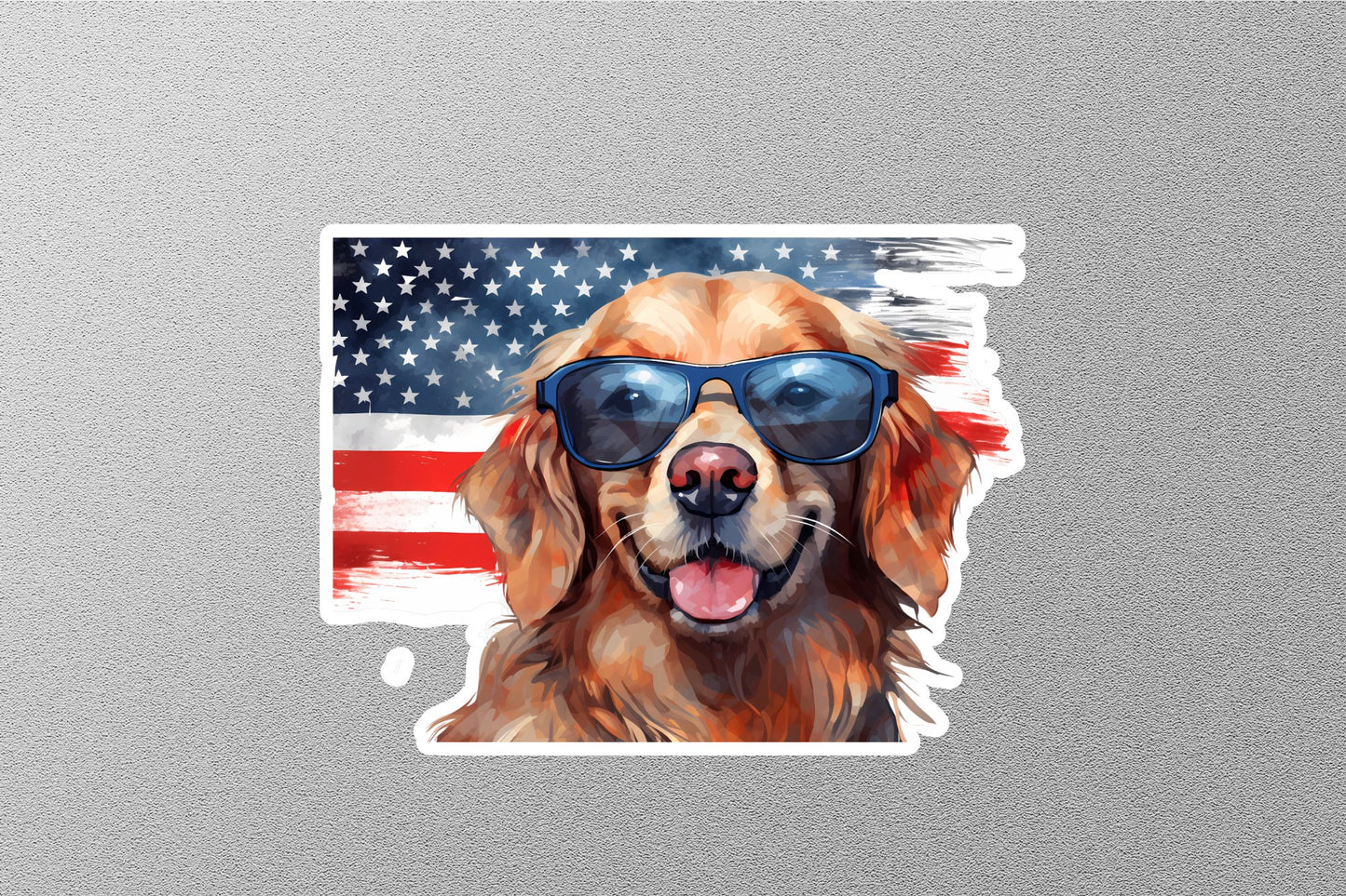 Wholesale Golden Retriever With American Flag Sticker