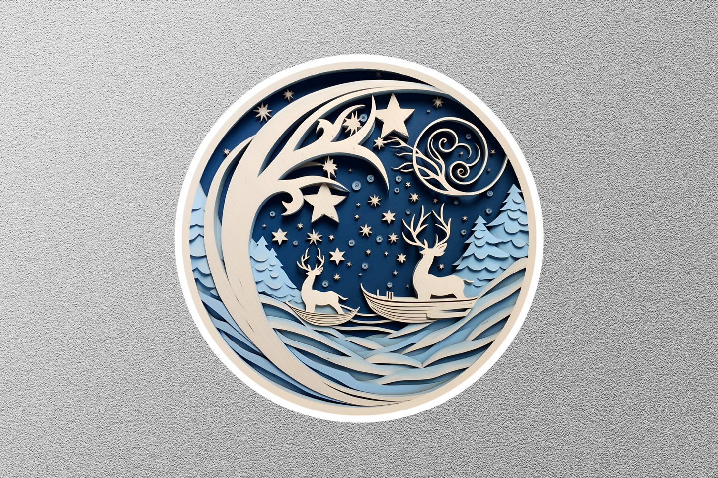 Wholesale Deer's In Boat Christmas Sticker