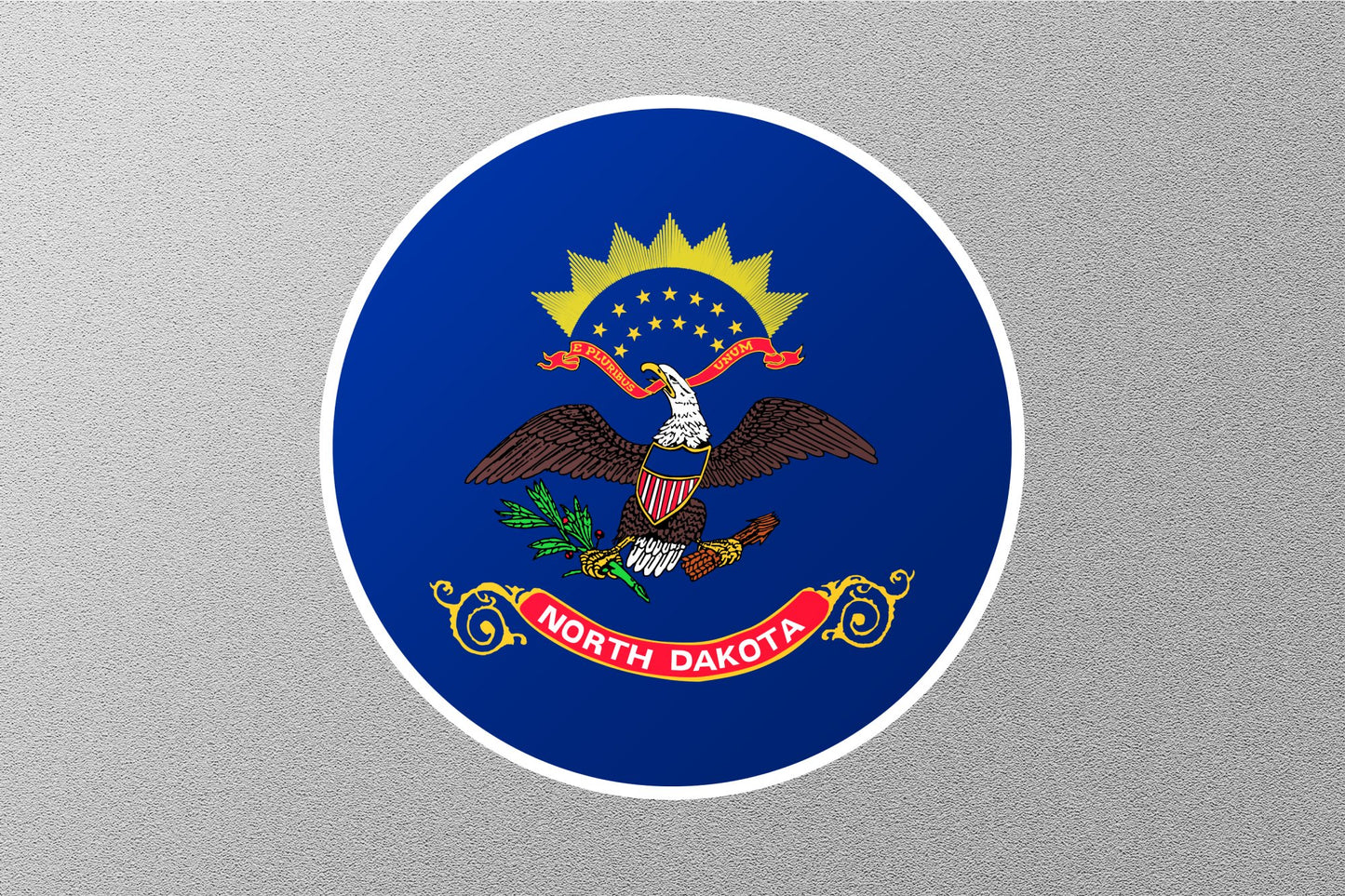 Wholesale North Dakota State Flag Circle Sticker