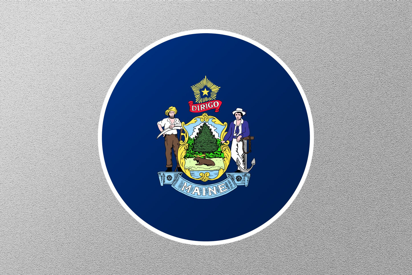 Wholesale Maine State Flag Circle Sticker