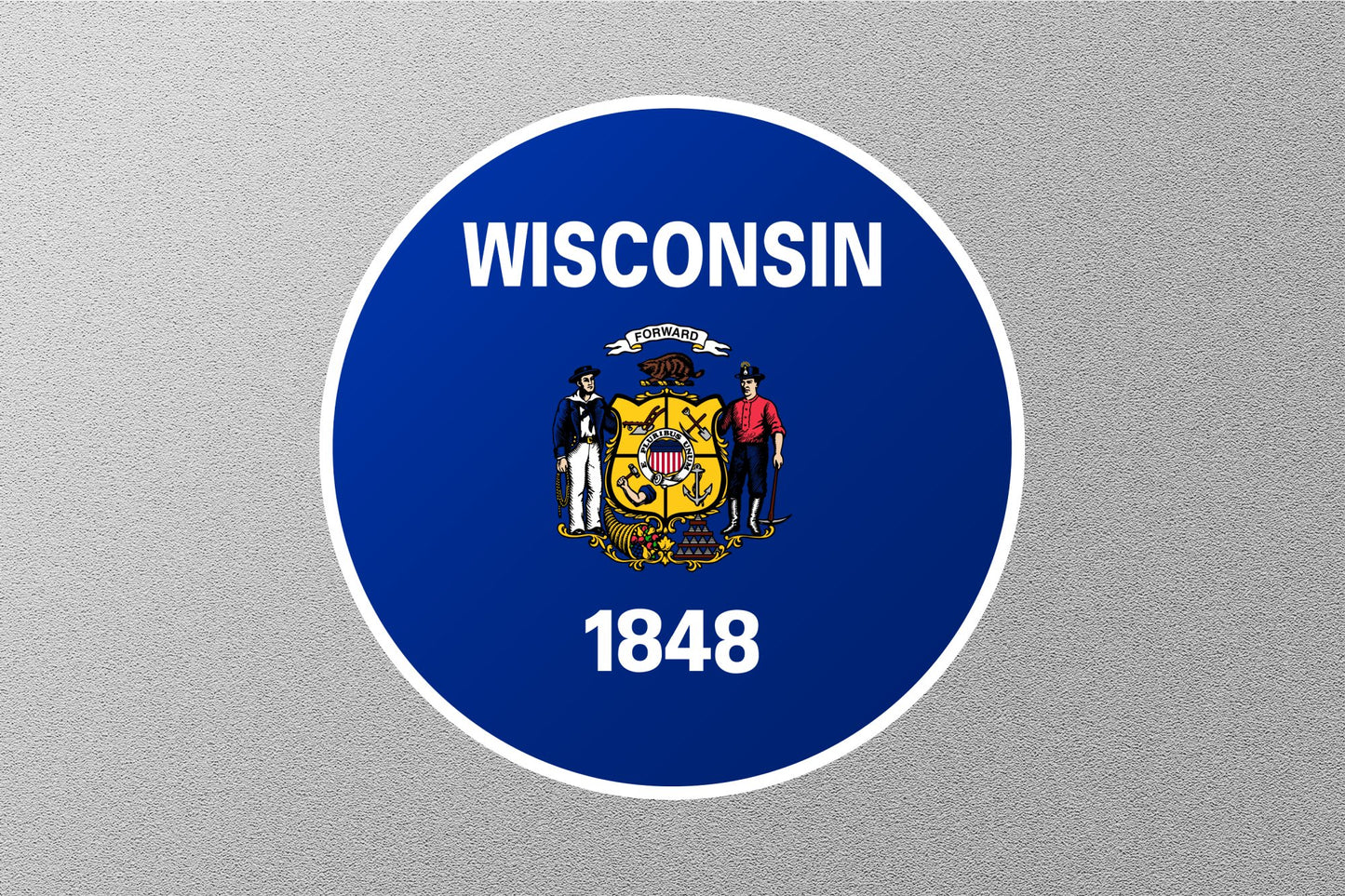 Wholesale Wisconsin State Flag Circle Sticker