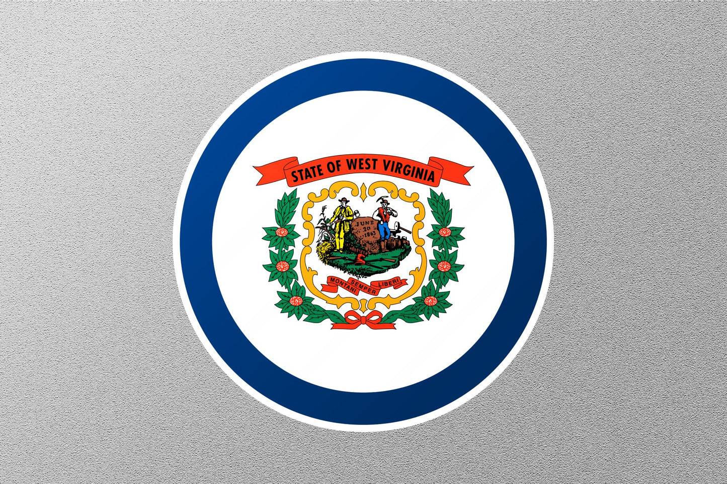 Wholesale West Virginia State Flag Circle Sticker