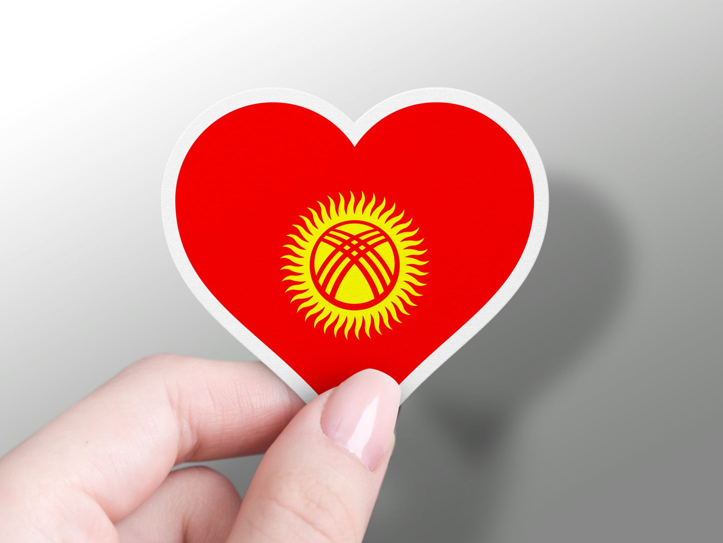 Wholesale Kyrgyzstan Heart Flag Sticker