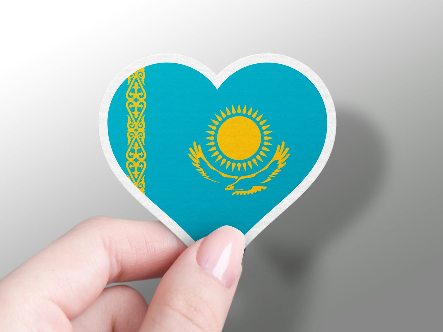 Wholesale Kazakhstan Heart Flag Sticker