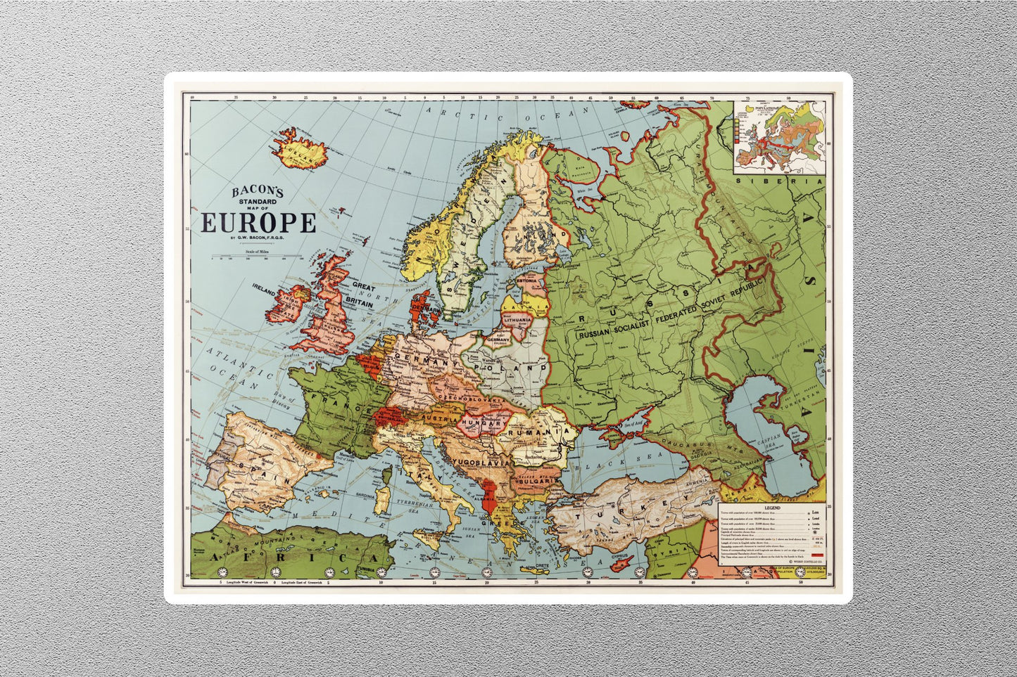 Wholesale Map of Europe George Washington Bacon Sticker
