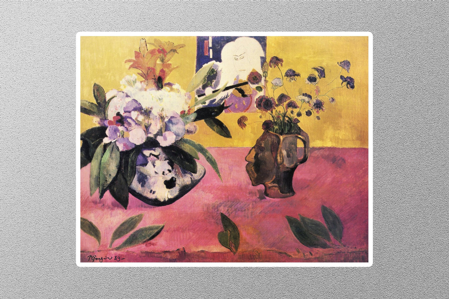 Wholesale Still Life with Head-Shaped Vase and Japanese Woodcut Sticker