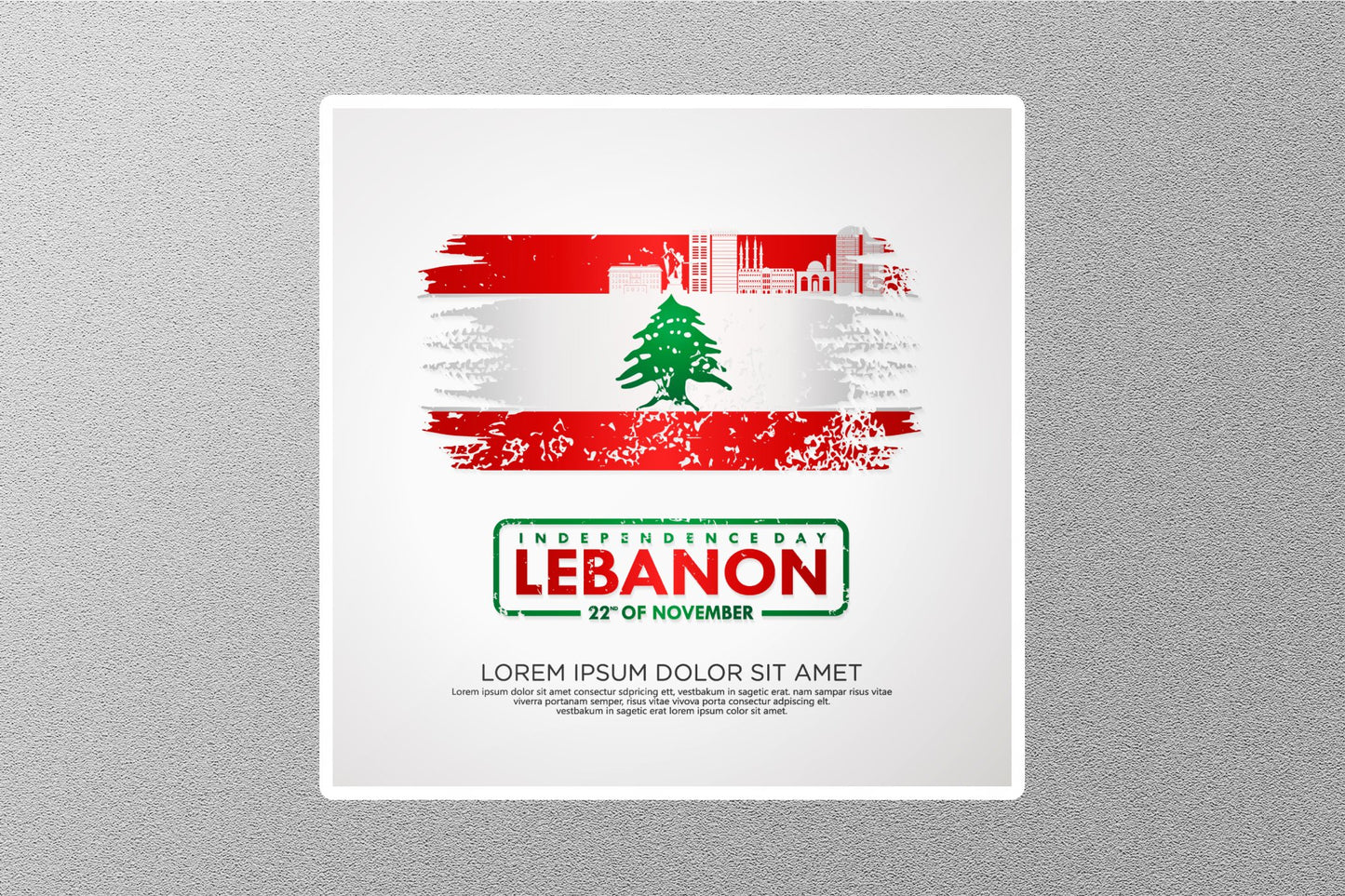Wholesale 26 November Independence Day Lebanon Travel Sticker