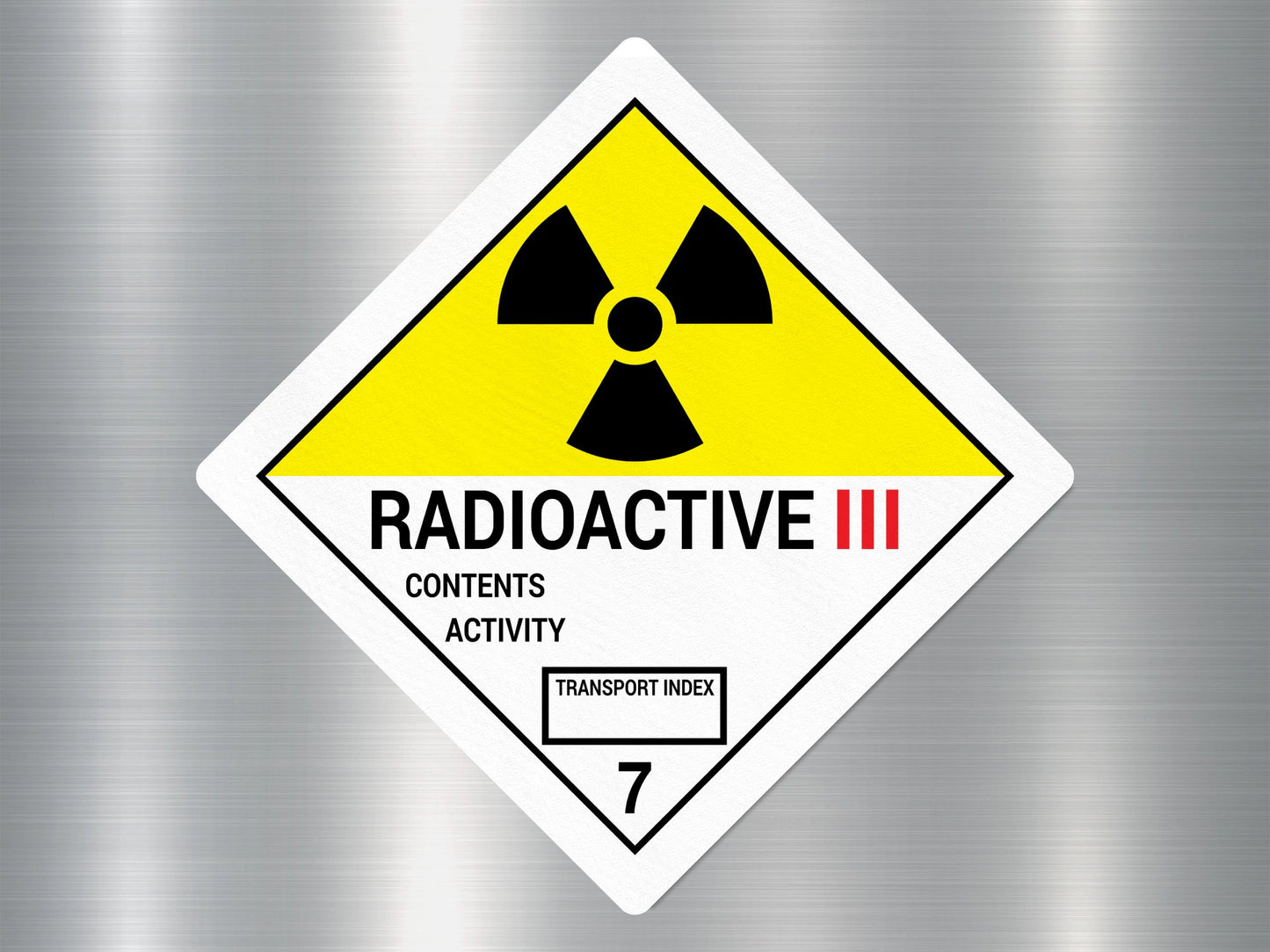 Wholesale 7 Radioactive III Transport index Sign Sticker