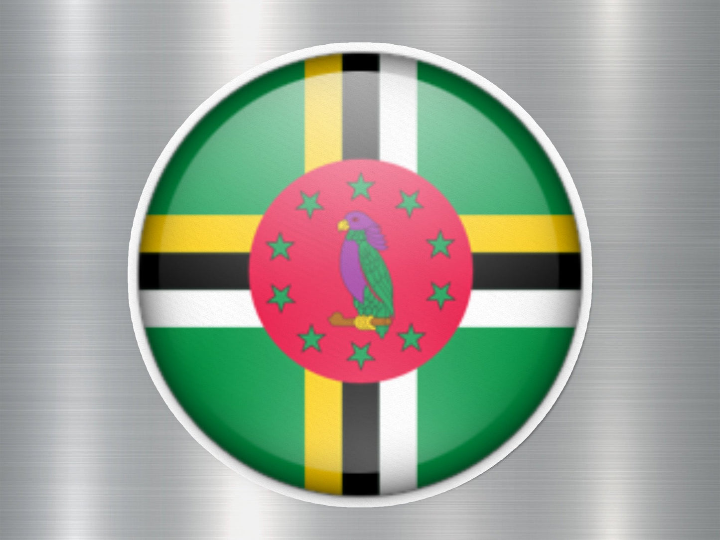 Wholesale Dominica Button Flag Sticker