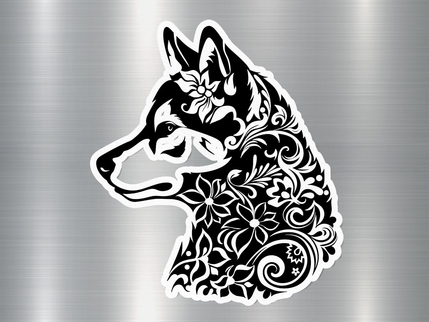 Wholesale Floral Husky Dog Sticker