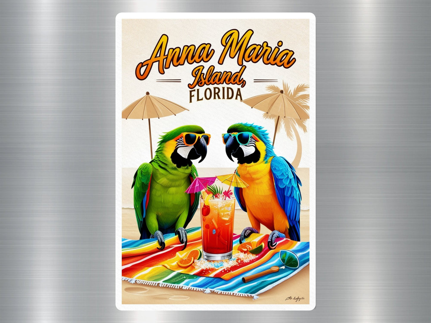 Wholesale Ana Maria Island Florida Parrots Sticker