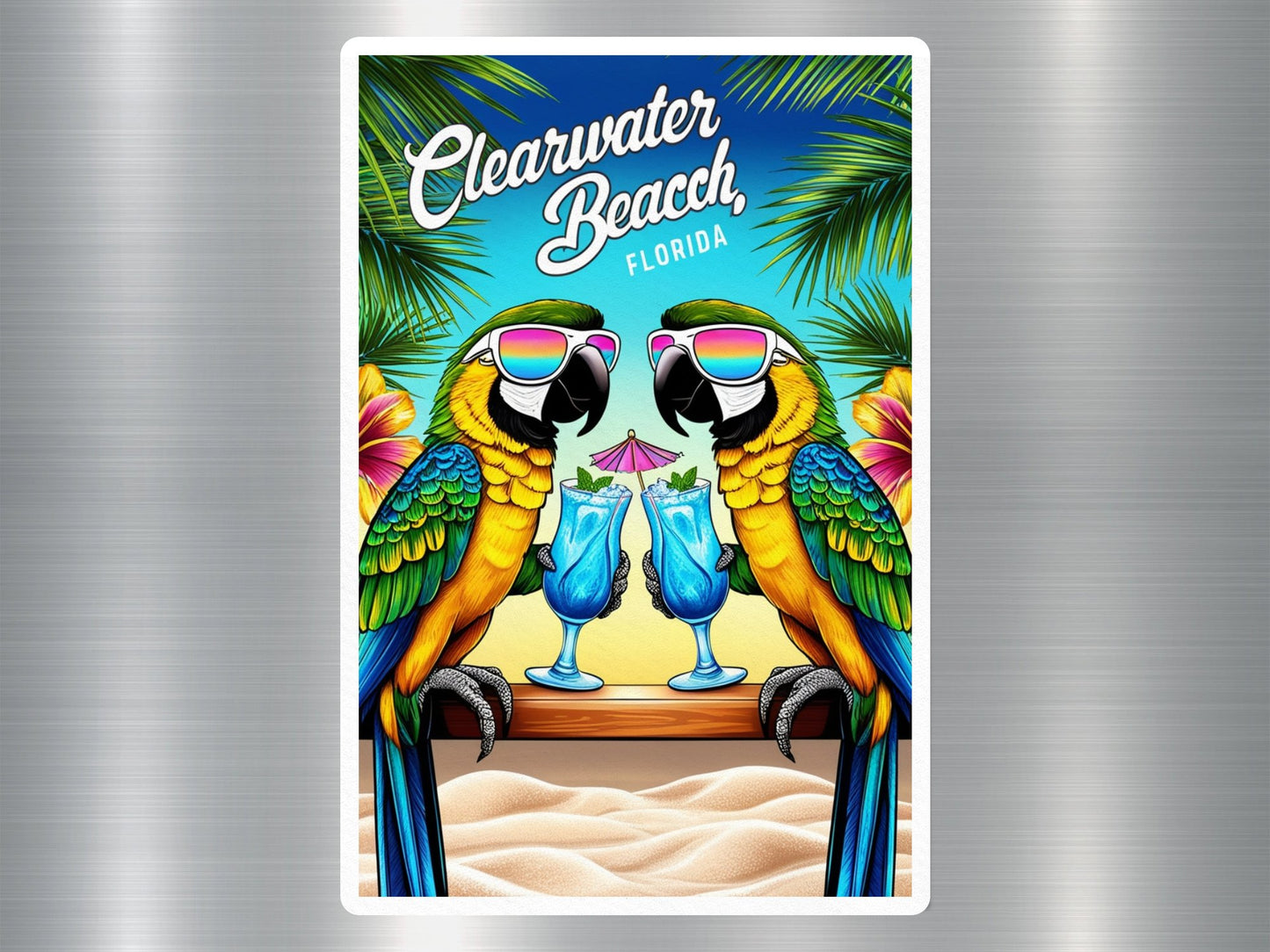 Wholesale Clear Water Beach Florida Parrots Sticker