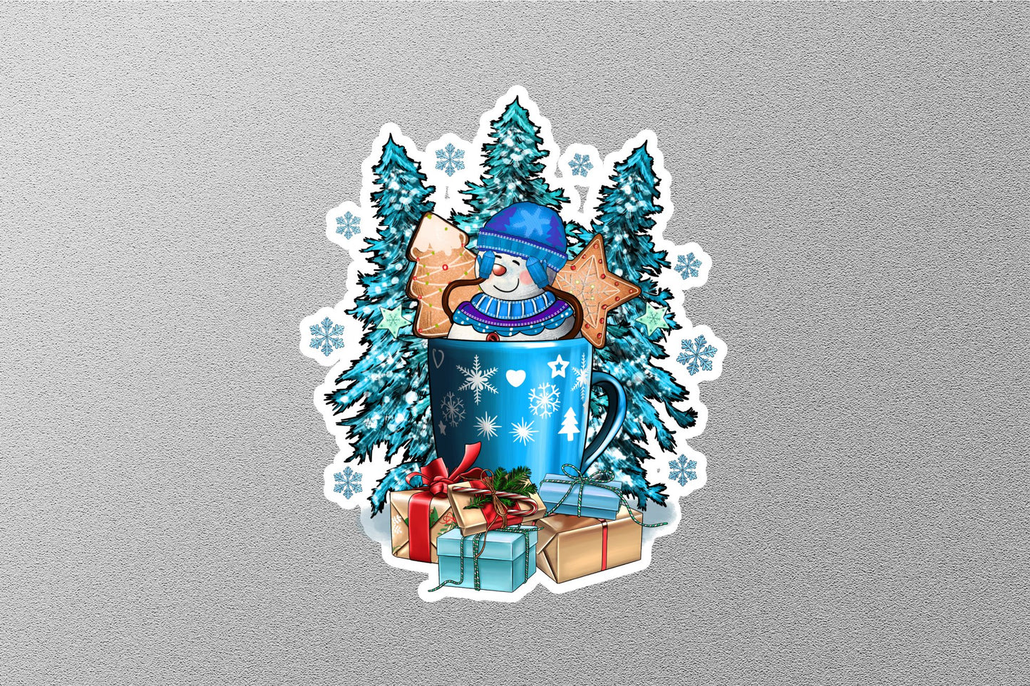 Wholesale Christmas Snowman In The Coffee Winter Holiday Sticker