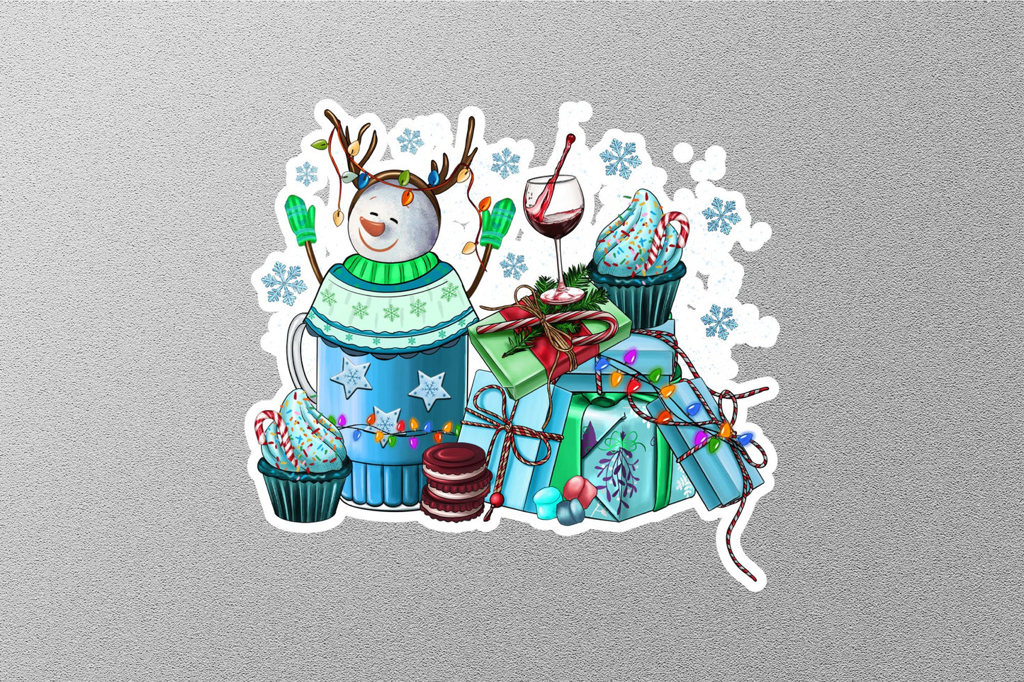 Wholesale Christmas Snowman With Gifts Winter Holiday Sticker