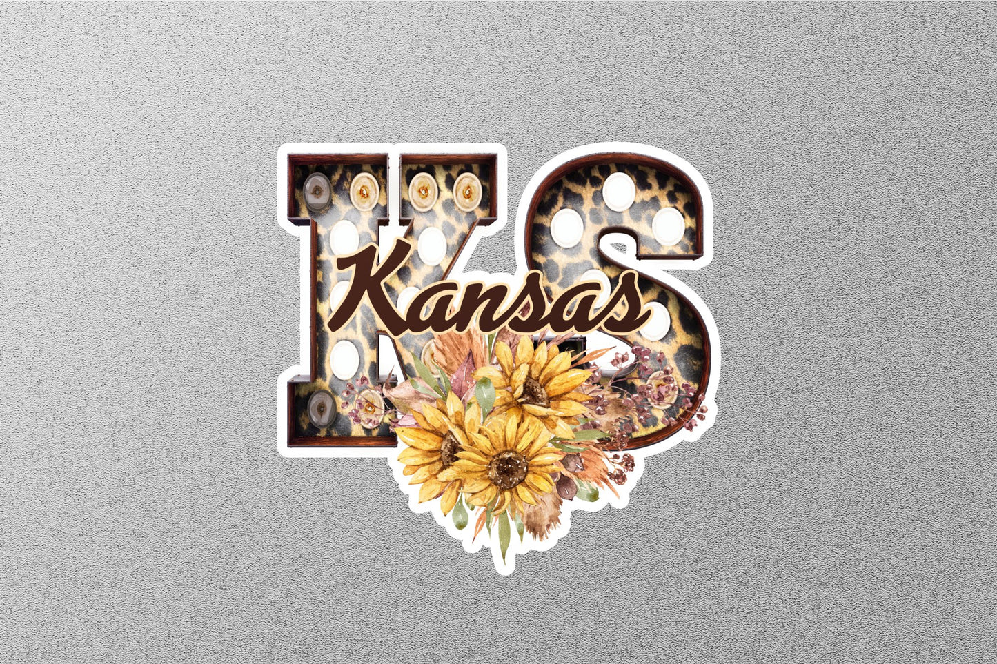 Wholesale Floral KS Kansas With Sunflowers State Sticker