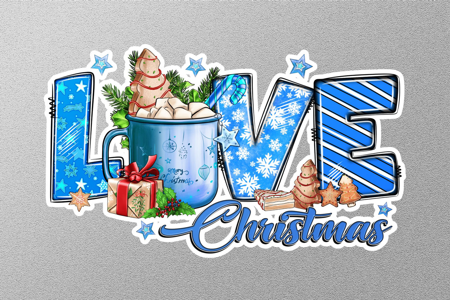 Wholesale Love Christmas With Coffee Drink Winter Holiday Sticker