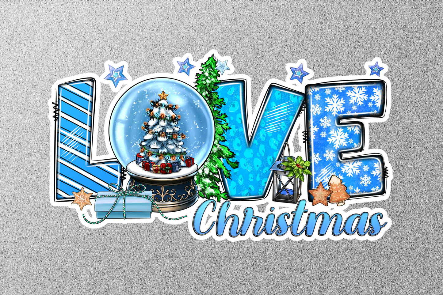 Wholesale Love Christmas With Snow Globe Winter Holiday Sticker