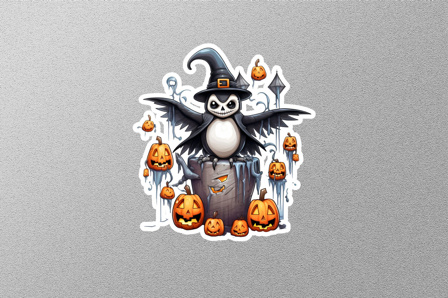 Wholesale Bird With Smiley Pumpkins Halloween Sticker