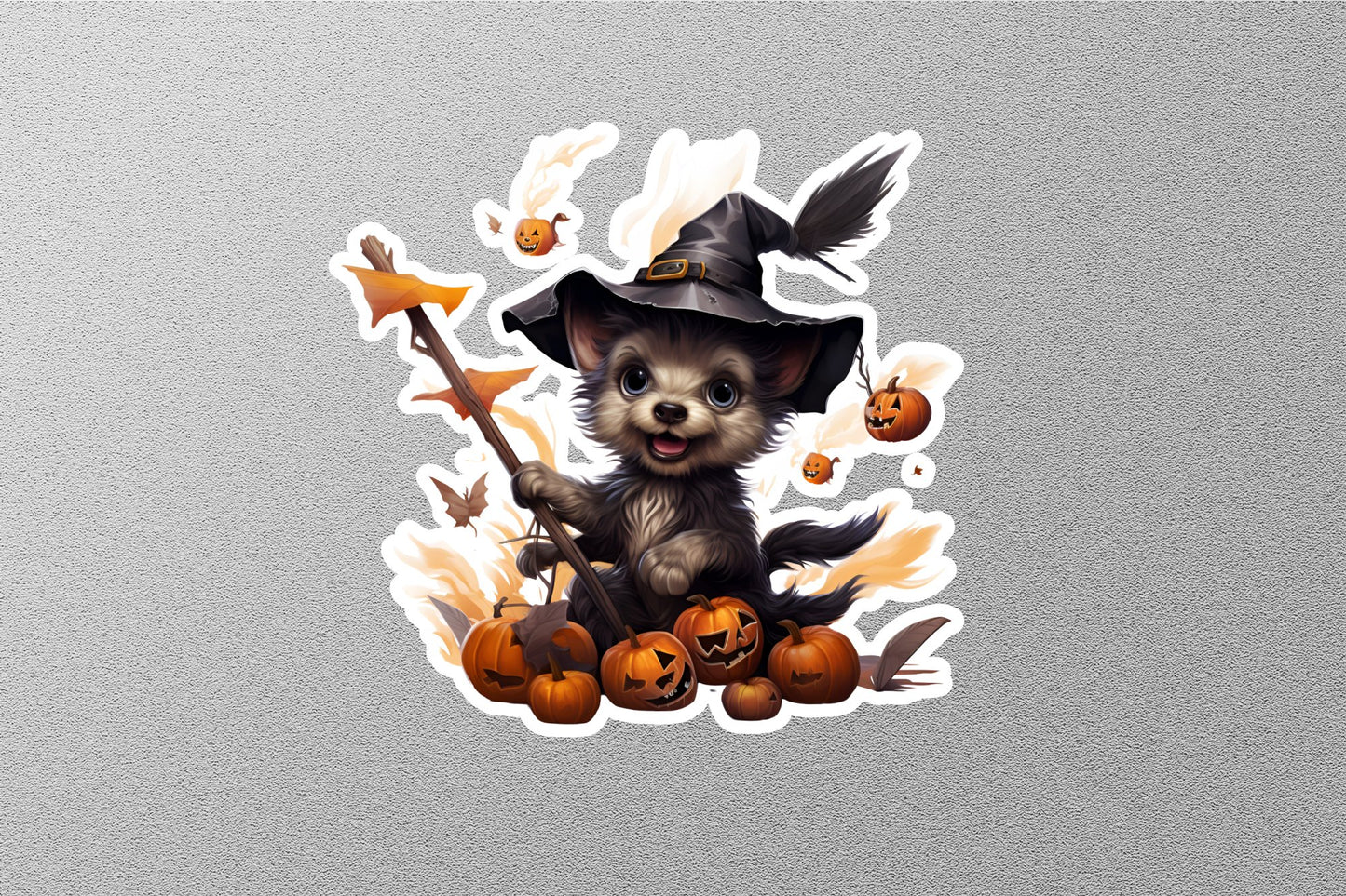 Cute Puppy With Hat Halloween Sticker
