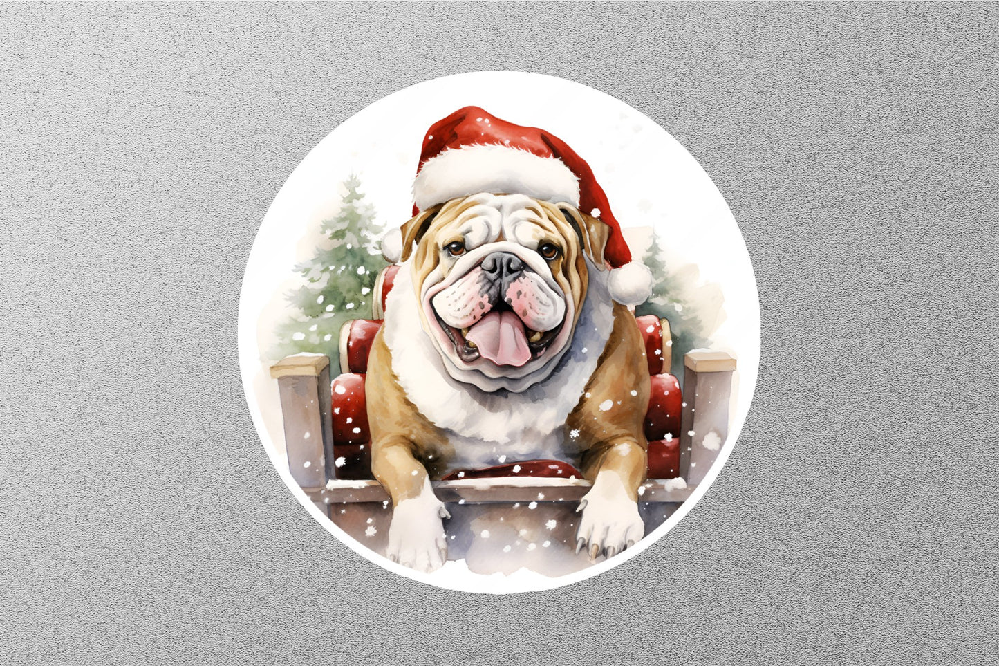 Wholesale Bulldog With Christmas Hat Christmas Sticker