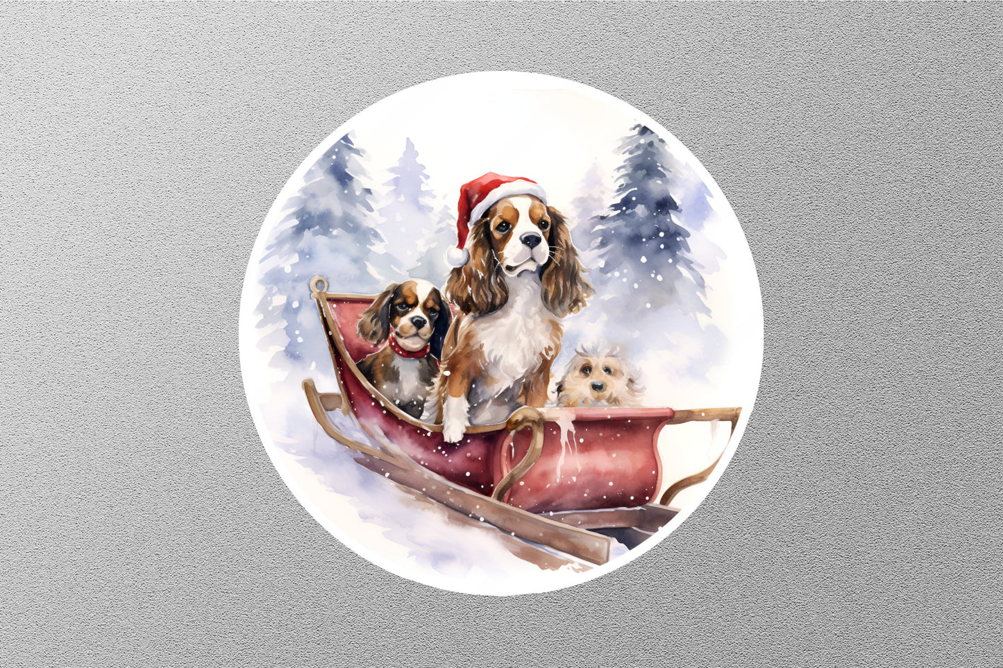 Wholesale Cavalier King Charles Spaniel Sitting on Reined Christmas Sticker