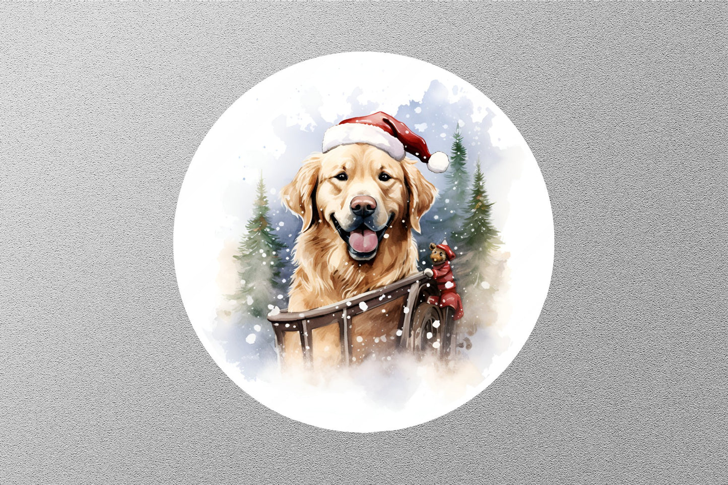 Wholesale Golden Retriever is Sitting on Reindeer Sleigh Christmas Sticker