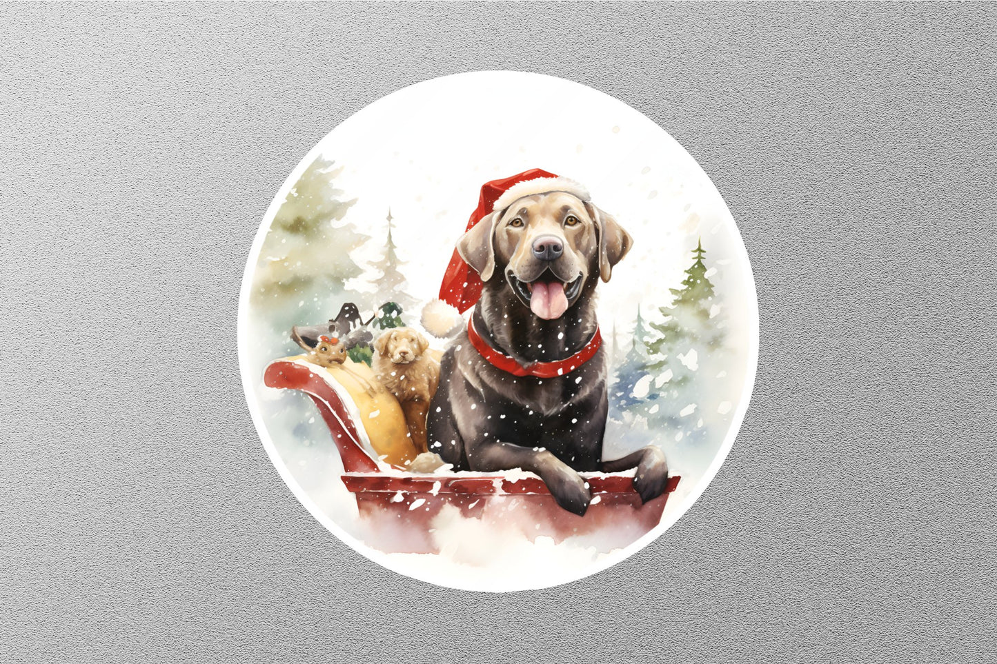 Wholesale Labrador Retriever is Sitting on Reindeer Sleigh Christmas Sticker