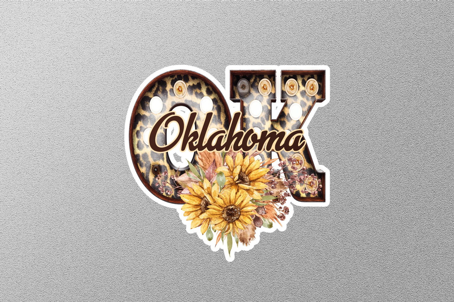 Wholesale Floral Oklahoma With Sunflowers State Sticker