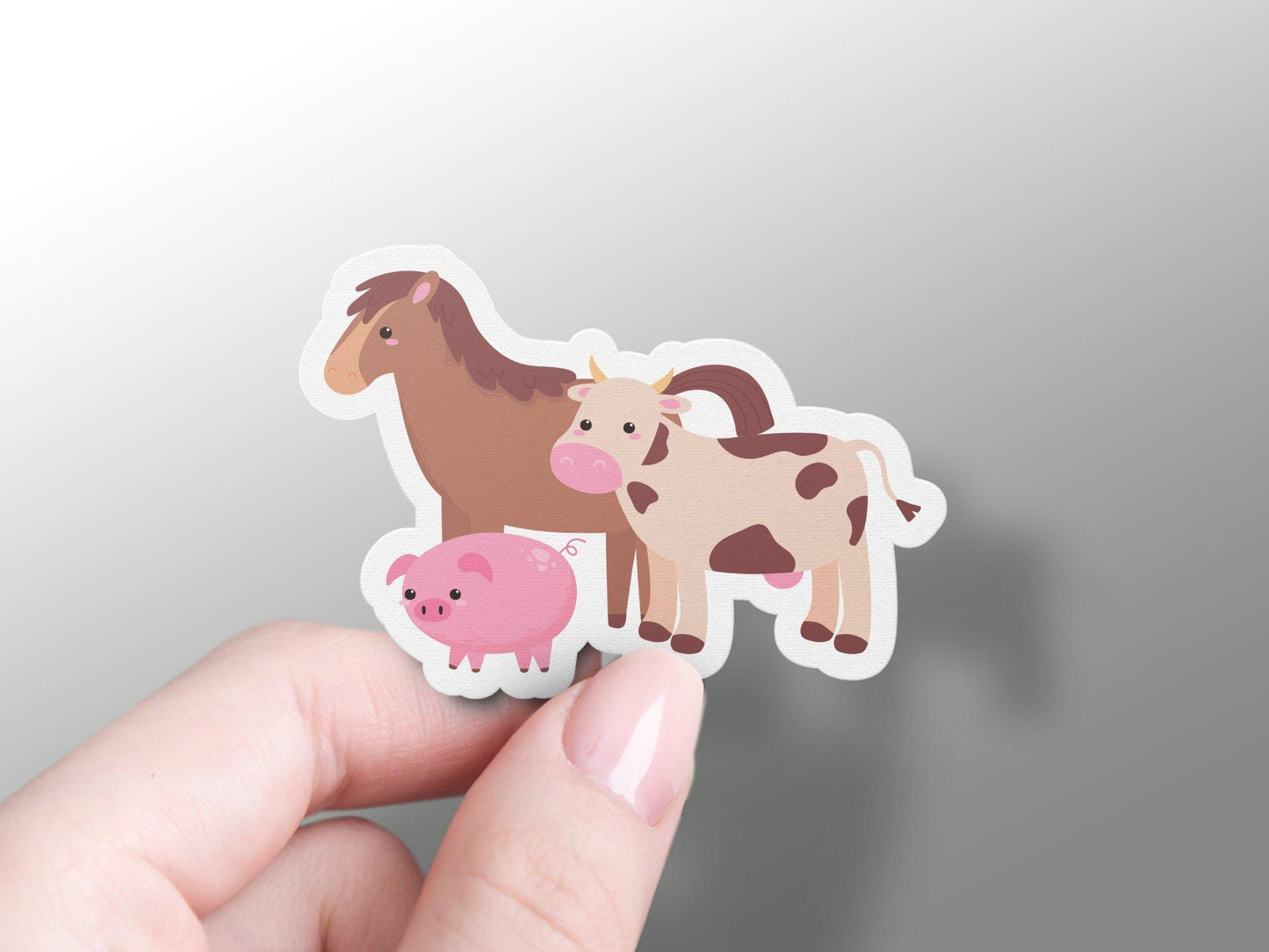 Horse, Cow And Pig Animal Sticker