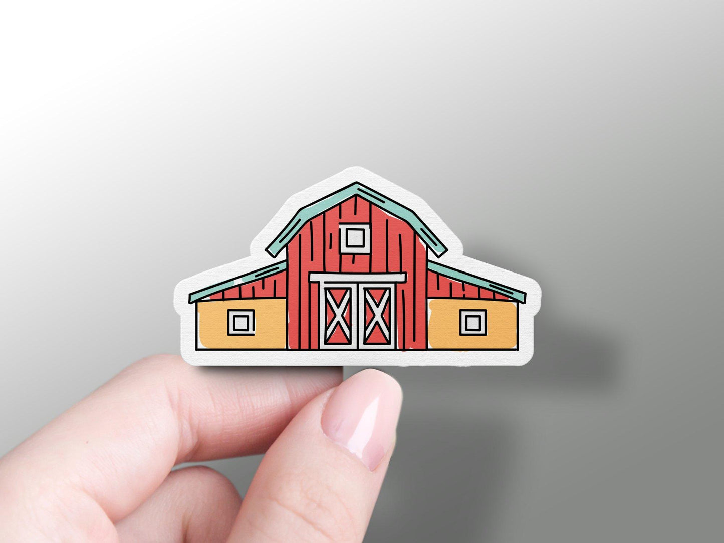 Red Barn House Sticker