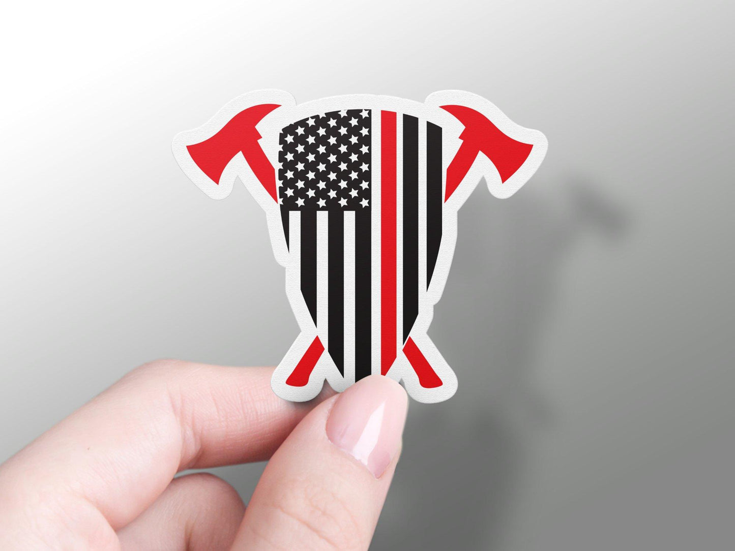 Firefighter Emblem American Flag Axe Sticker