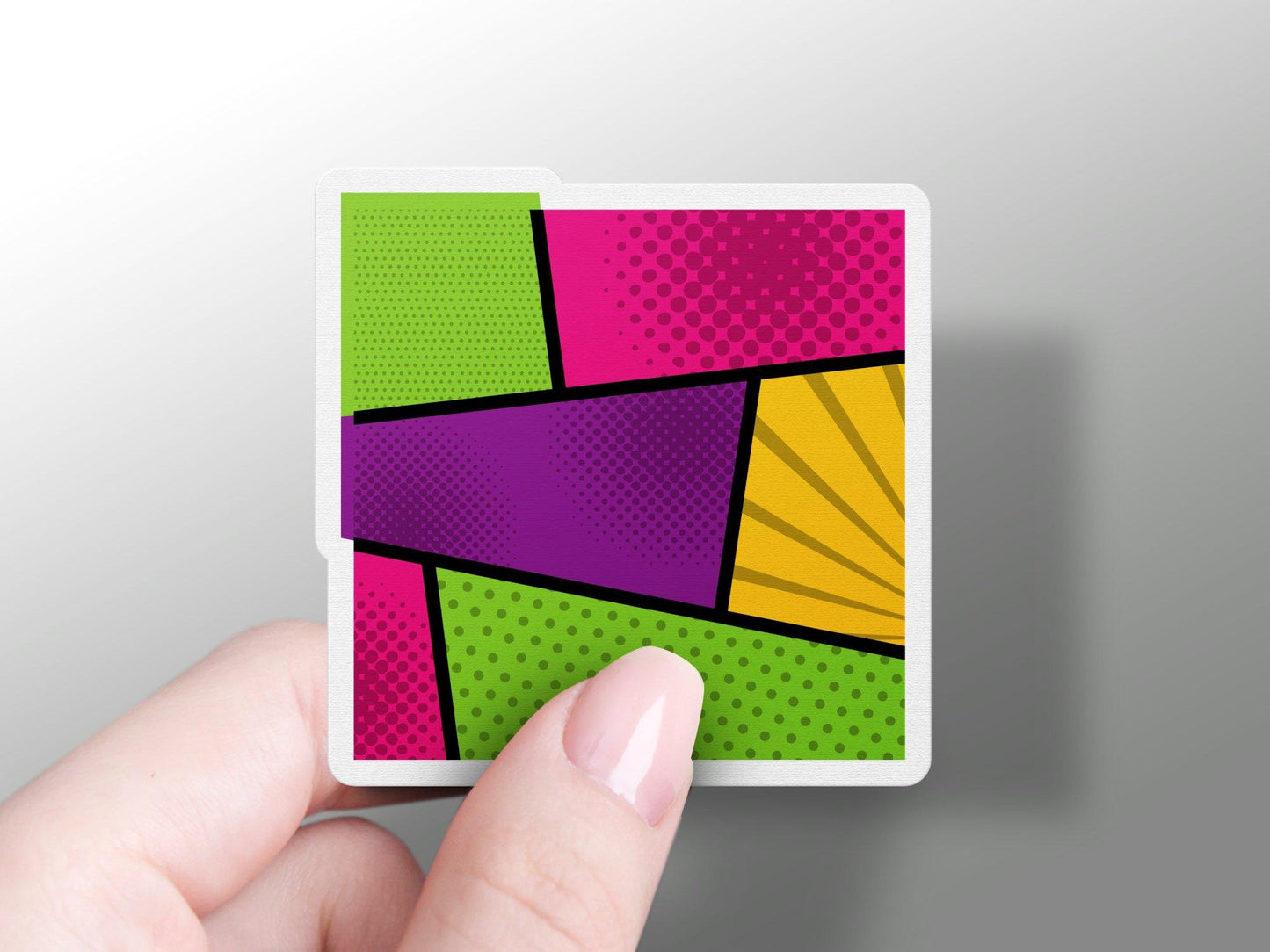 Pop Art Comic Colored Dots Sunburst Sticker