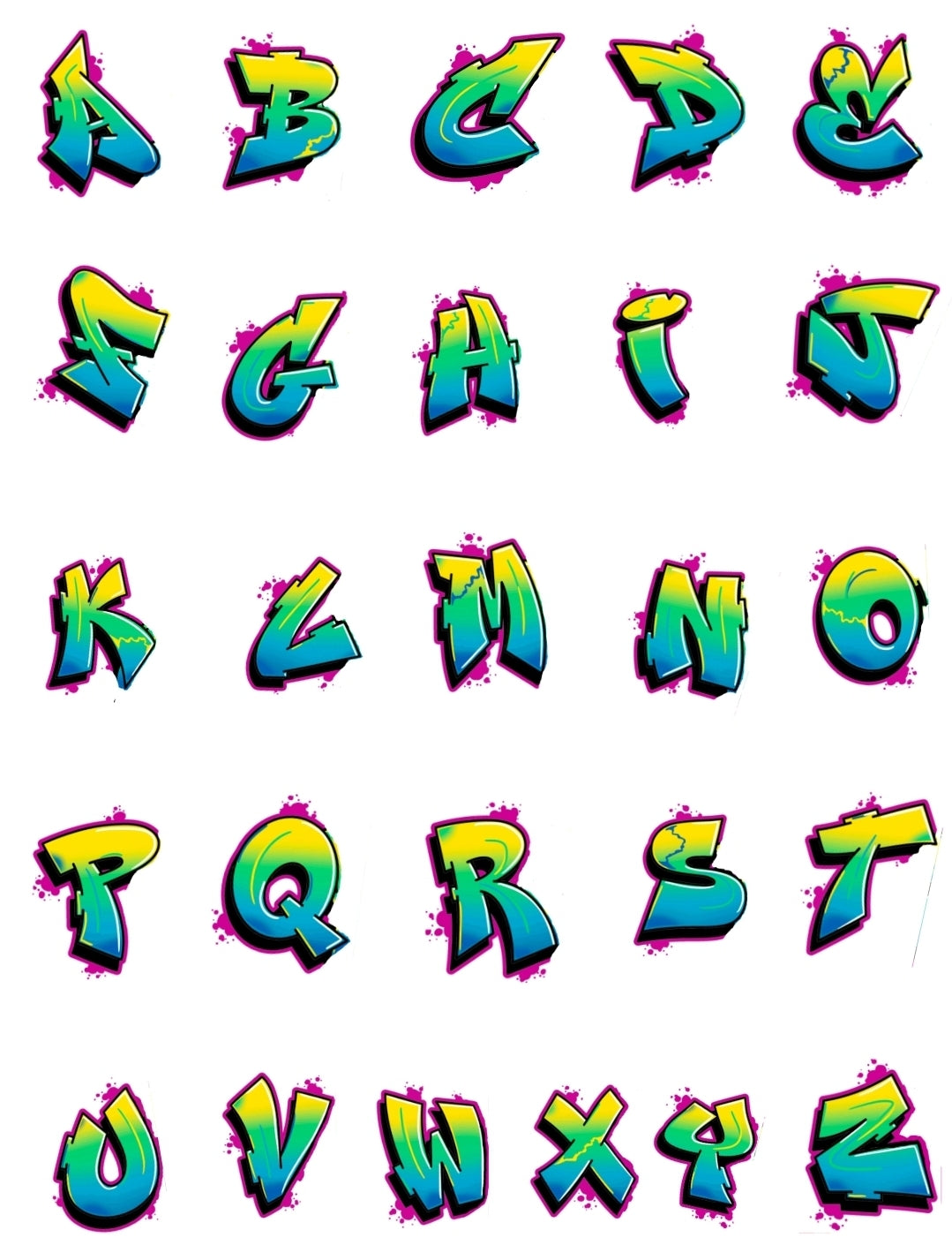 Individual Graffiti Letter Stickers